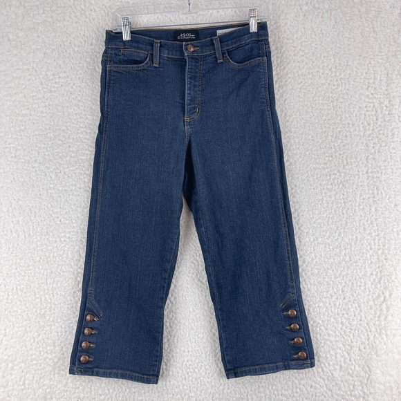 NYDJ Blue Denim Straight Leg Cropped Vintage Jeans Womens Mid-Rise Size‎ 6 - Picture 1 of 16